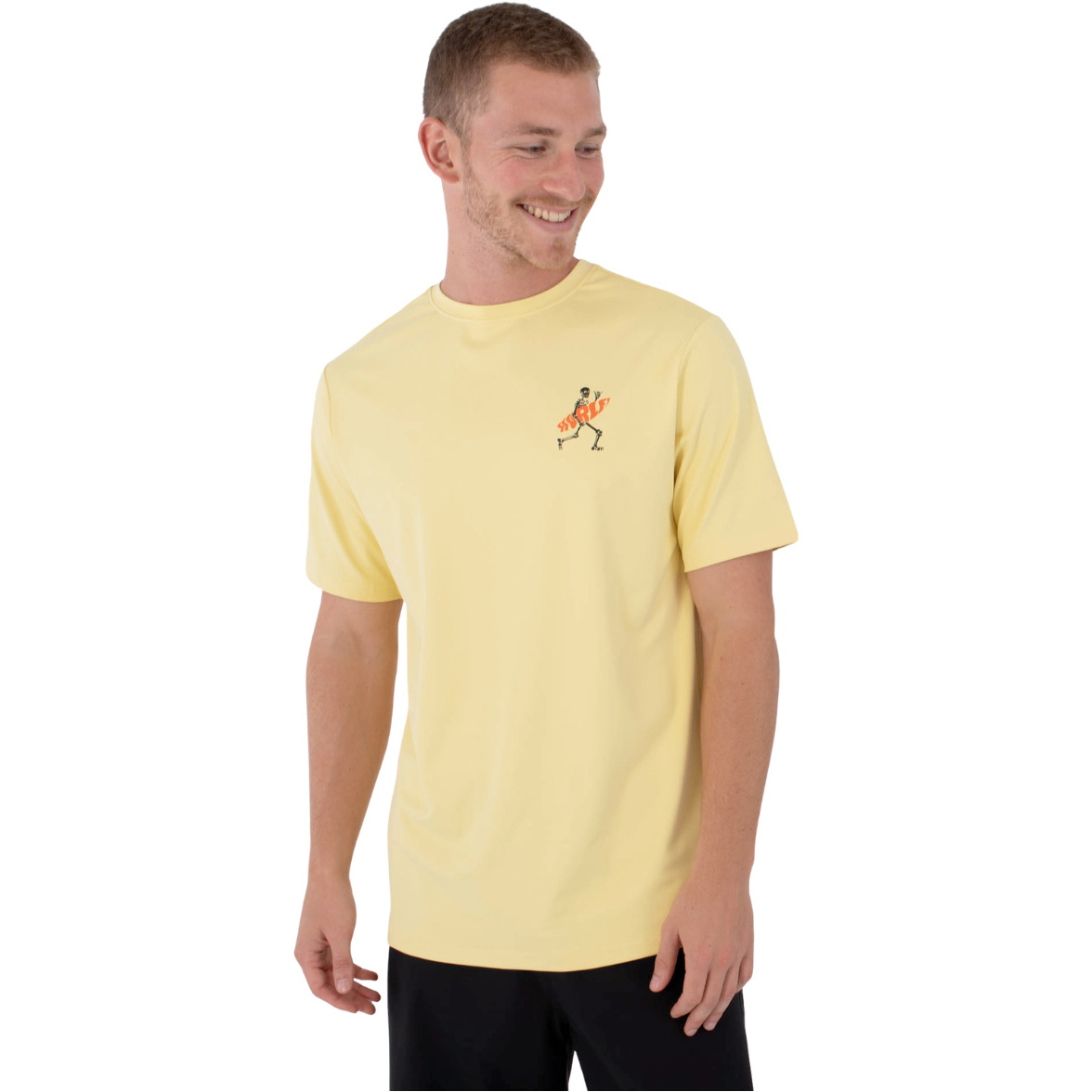 2026 Hurley Mens Regular Flamengue Short Sleeve Rash Vest MLEU00007 - Nectarine